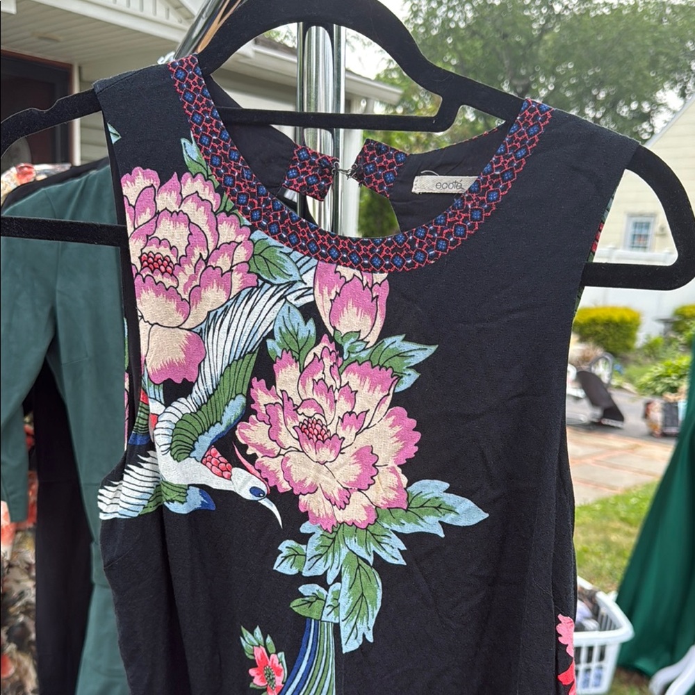 Ecote Black and Pink Midi Tank Dress